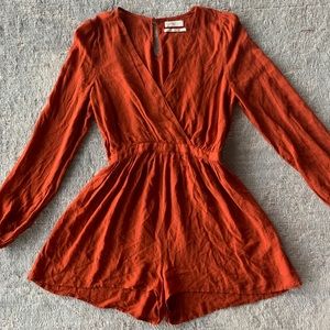 urban outfitters small light orange long sleeve romper